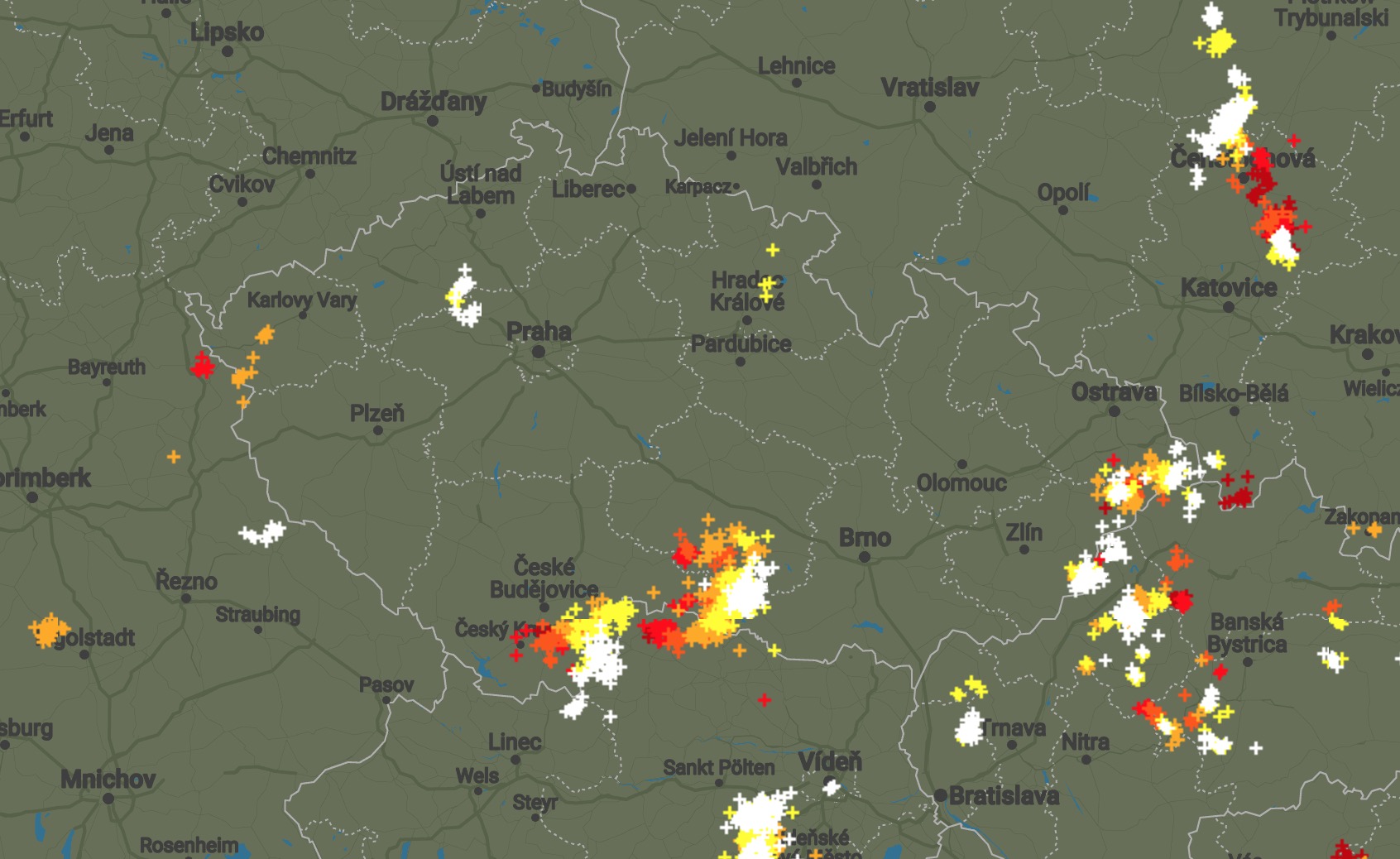 V úterý se v Česku vyskytly bouřky